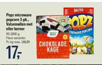 Føtex Popz microwave popcorn 3-pk., Valsemøllen mel eller kerner tilbud