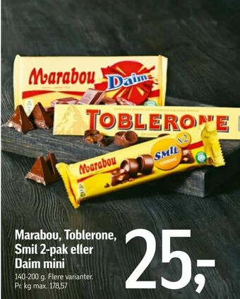 Føtex Marabou, Toblerone, Smil 2-pak eller Daim mini tilbud