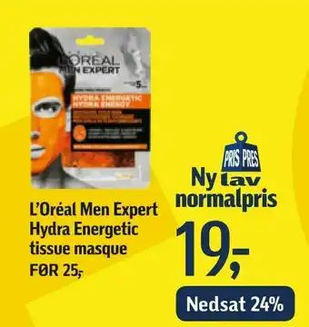 Føtex L'Oréal Men Expert Hydra Energetic tissue masque tilbud