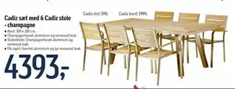 Føtex Cadiz sæt med 6 Cadiz stole - champagne tilbud