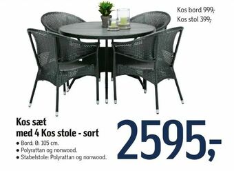 Føtex Kos sæt med 4 Kos stole - sort tilbud