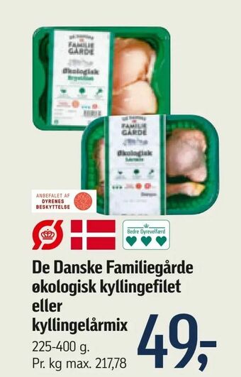 Føtex De Danske Familiegårde økologisk kyllingefilet eller kyllingelårmix tilbud