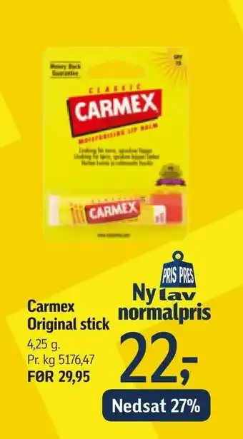 Føtex Carmex Original stick tilbud