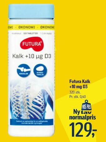 Føtex Futura Kalk +10 mg D3 tilbud