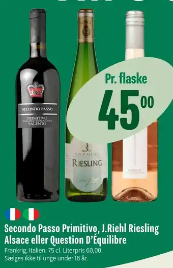 Min Købmand Secondo Passo Primitivo, J.Riehl Riesling Alsace eller Question D'Équilibre tilbud