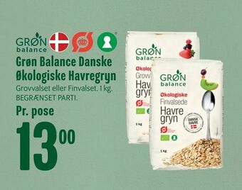 Min Købmand Grøn Balance Danske Økologiske Havregryn tilbud