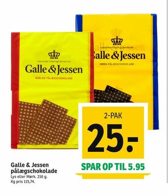 SPAR Galle & Jessen pålægschokolade tilbud