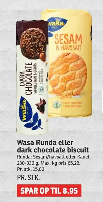 SPAR Wasa Runda eller dark chocolate biscuit tilbud