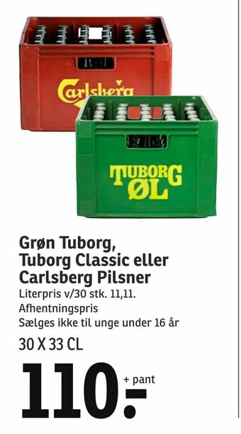 SPAR Grøn Tuborg, Tuborg Classic eller Carlsberg Pilsner tilbud