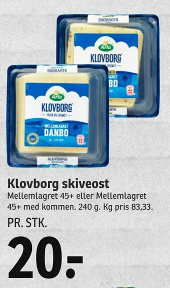 SPAR Klovborg skiveost tilbud