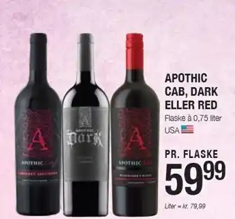 Apothic cab, dark el. red