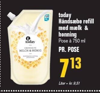 Poetzsch Padborg Today håndsæbe refill m mælk & honning tilbud