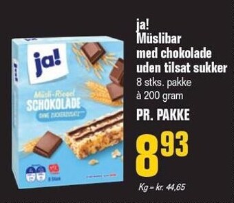 Otto Duborg Ja! müslibar med chokolade - uden tilsat sukker tilbud