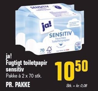 Otto Duborg Ja! fugtigt toiletpapir sensitiv tilbud