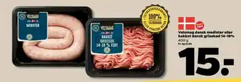 Netto Velsmag dansk medister eller hakket dansk grisekød 14-18% tilbud