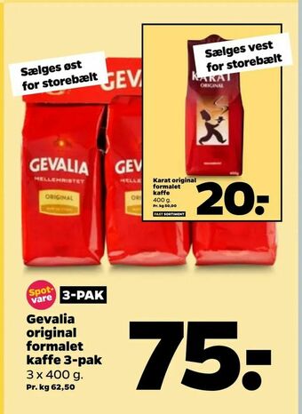 Netto Gevalia original formalet kaffe 3-pak tilbud