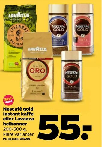 Netto Nescafé gold instant kaffe eller Lavazza helbønner tilbud