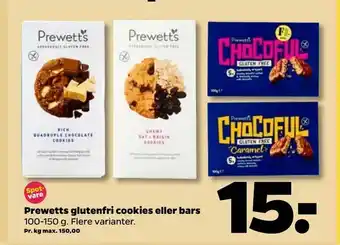 Netto Prewetts glutenfri cookies eller bars tilbud