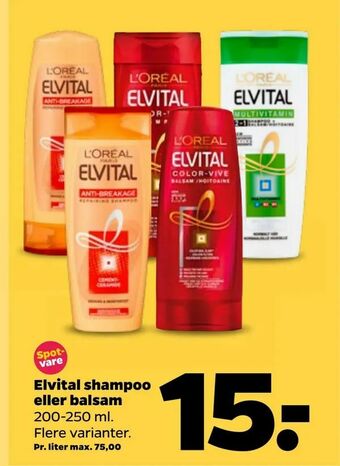 Netto Elvital shampoo eller balsam tilbud