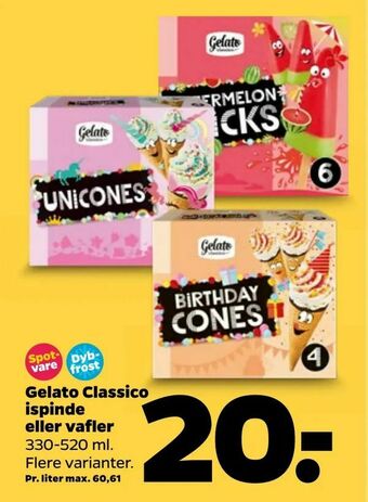 Netto Gelato Classico ispinde eller vafler tilbud