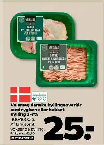 Netto Velsmag danske kyllingeoverlår med rygben eller hakket kylling 3-7% tilbud