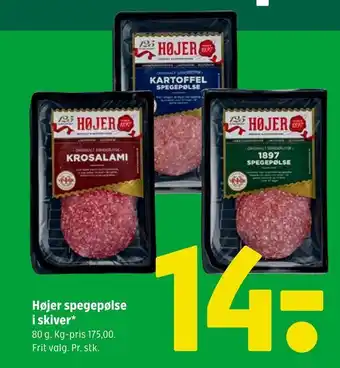 Coop 365 Højer spegepølse i skiver tilbud