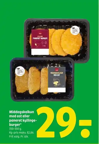 Coop 365 Middagskalkun med ost eller paneret kyllingeburger tilbud