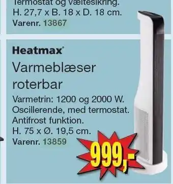 Harald Nyborg Heatmax varmeblæser roterbar tilbud