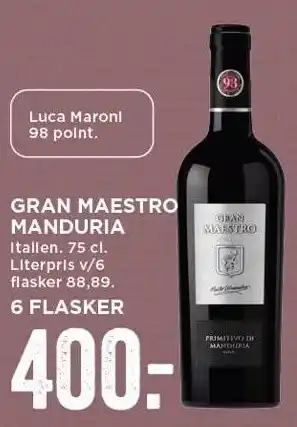 MENY Gran maestro manduria tilbud