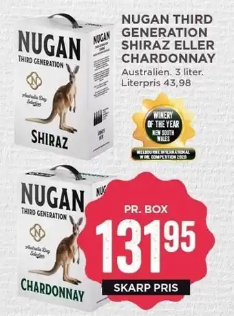 MENY Nugan third generation shiraz el. chardonnay tilbud