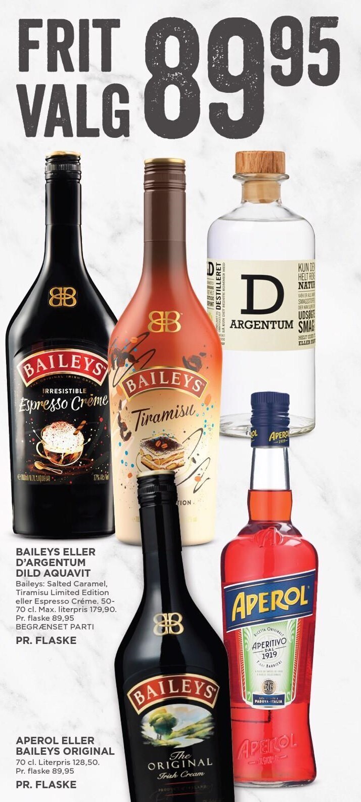 Baileys, d'argentum dild aquavit el. aperol tilbud hos MENY