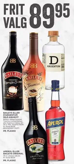 Baileys, d'argentum dild aquavit el. aperol