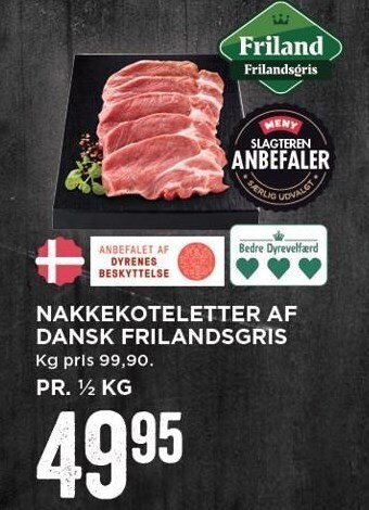Nakkekoteletter af dansk frilandsgris