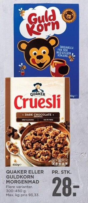 MENY Quaker el. guldkorn morgenmad tilbud