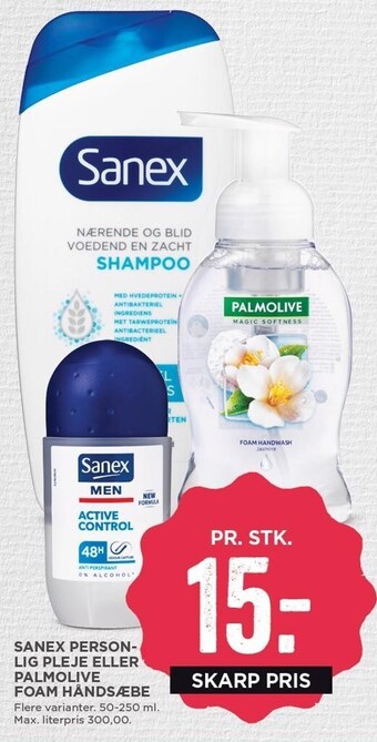 MENY Sanex personlig pleje el. palmolive foam håndsæbe tilbud