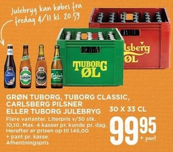 MENY Grøn tuborg, tuborg classic, carlsberg pilsner el. tuborg julebryg tilbud