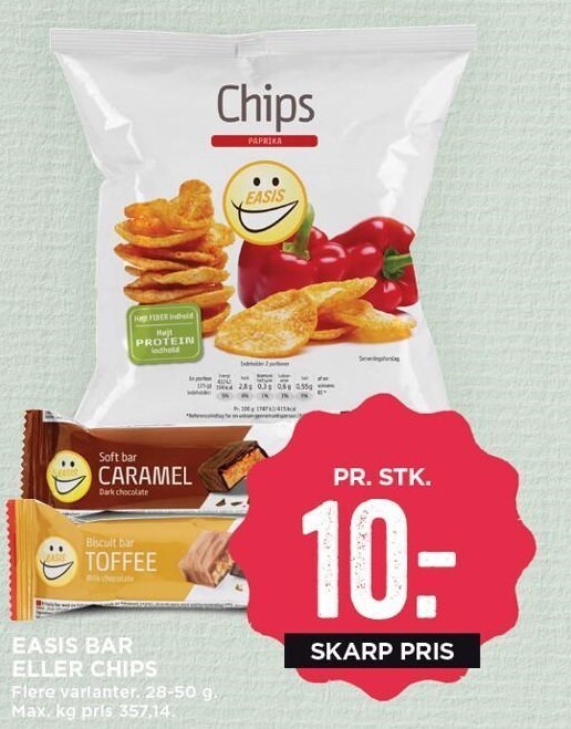 Easis bar el. chips tilbud hos MENY