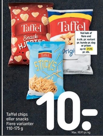 REMA 1000 Taffel chips el. snacks tilbud
