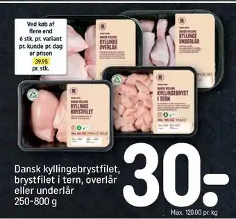 REMA 1000 Kyllingebrystfilet, brystfilet i tern, overlår el. underlår tilbud