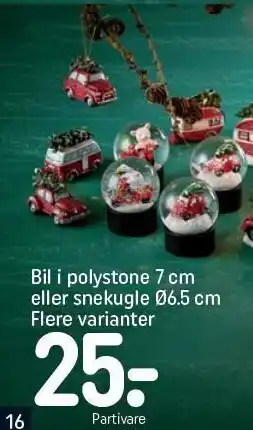 Bil i polystone 7 cm el. snekugle