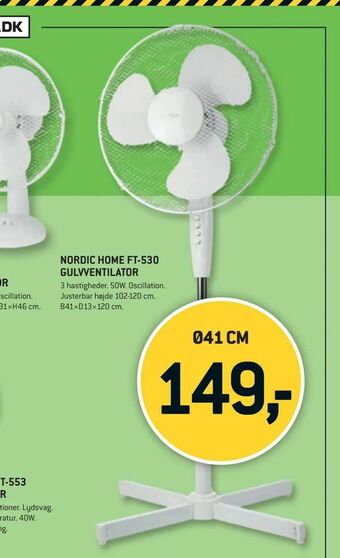 XL-BYG Nordic home ft-530 gulvventilator tilbud
