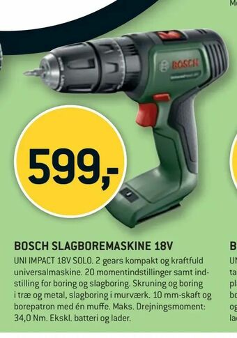 XL-BYG Bosch slagboremaskine 18v tilbud
