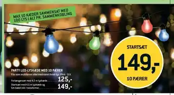 Party led-lyskæde med 10 pærer