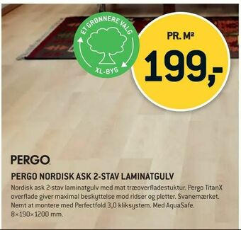 XL-BYG Pergo nordisk ask 2-stav laminatgulv tilbud