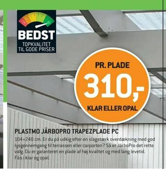 XL-BYG PLASTMO JÄRBOPRO TRAPEZPLADE PC tilbud