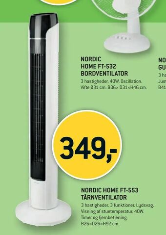 XL-BYG Nordic home ft-553 tårnventilator tilbud