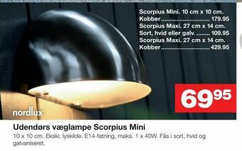 Bauhaus Udendørs væglampe Scorpius Mini tilbud