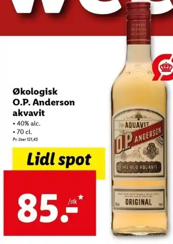 Økologisk O.P Anderson akvavit 70cl