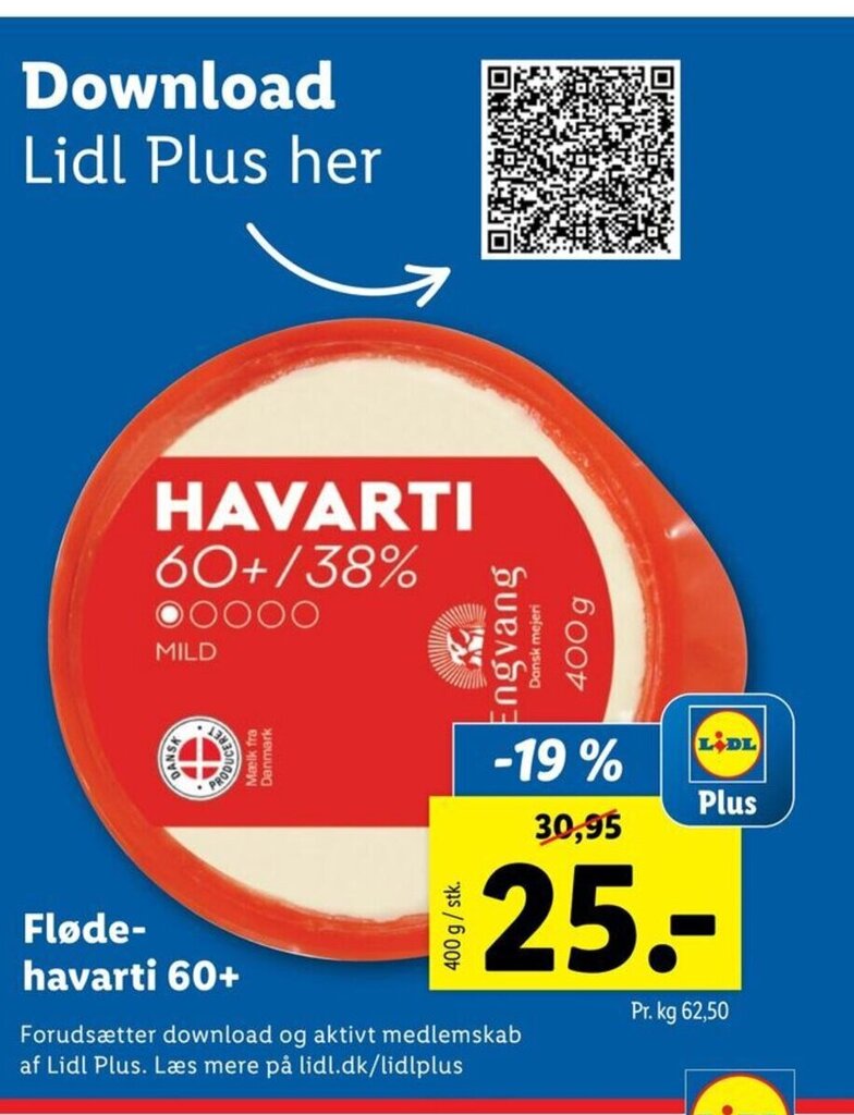 Fløde havarti 60 + tilbud hos Lidl