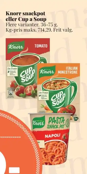 Dagli'Brugsen Knorr snackpot eller cup a soup tilbud